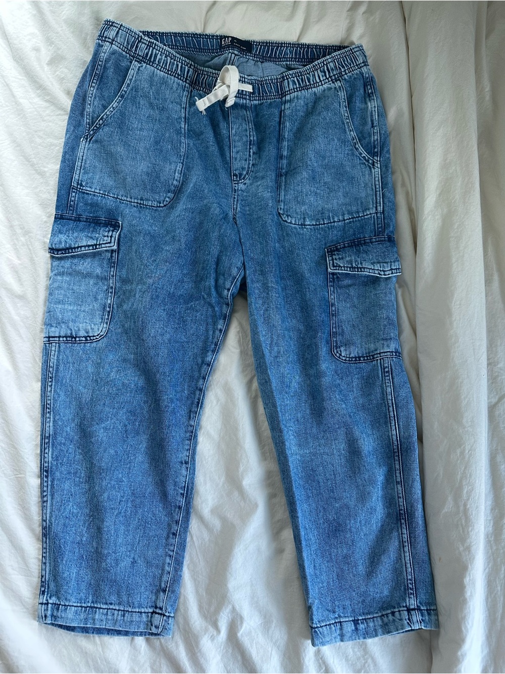 GAP Women's Blue EASY JEAN Wide-Leg Cargo Jeans